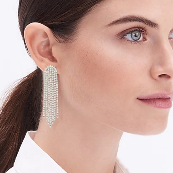 NWT J. Crew Waterfall Crystal Earrings - Picture 2 of 11
